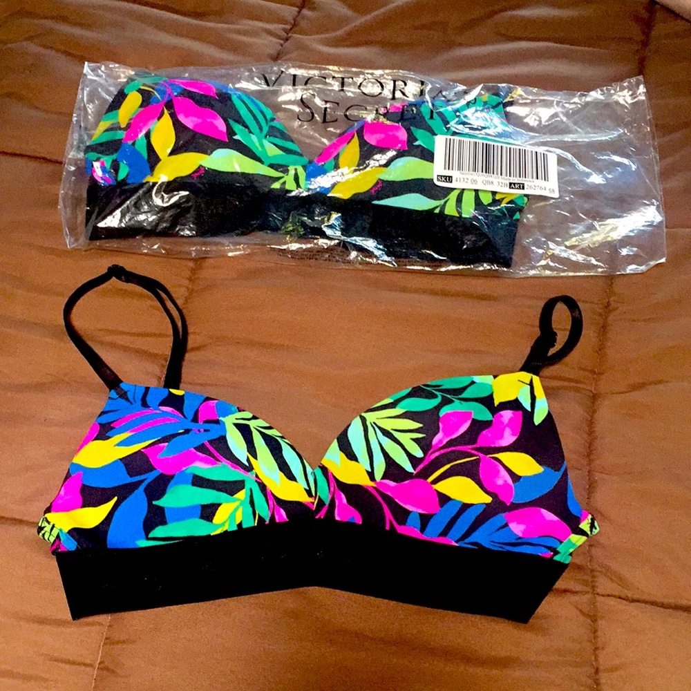 NEW! VS Pink 32B Tropical Push-Up Wireless Bra